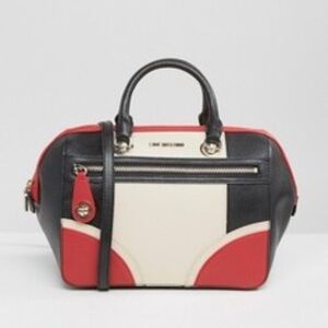 LOVE MOSCHINO Black, Red, and Cream Handbag